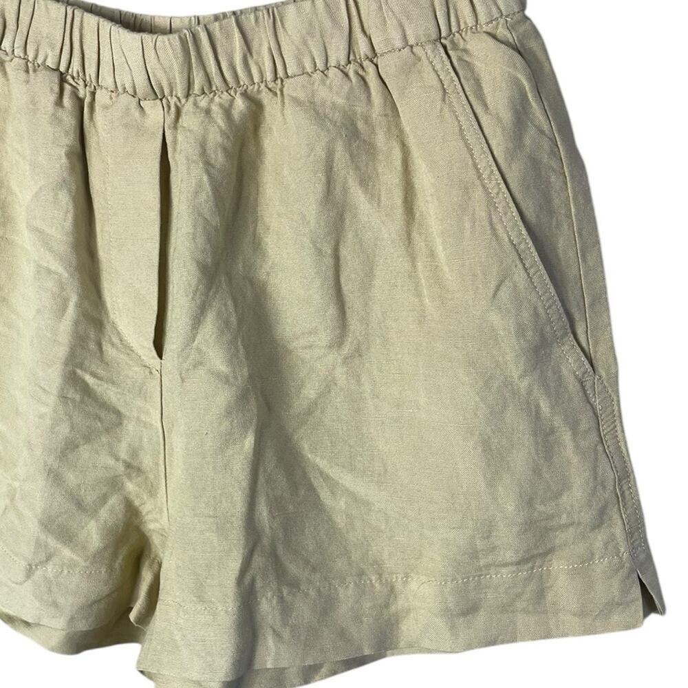 OYSHO Women’s Sz Small Linen Blend Shorts Pull On Light Yellow New NWT - Picture 3 of 5